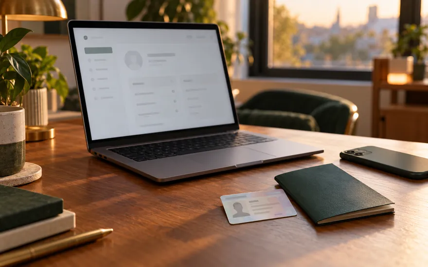 Identity documents ready beside a laptop for a fast payid pokies payout