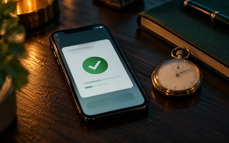 Instant PayID withdrawal casino Australia real money: a payment confirmed on a phone beside a stopwatch