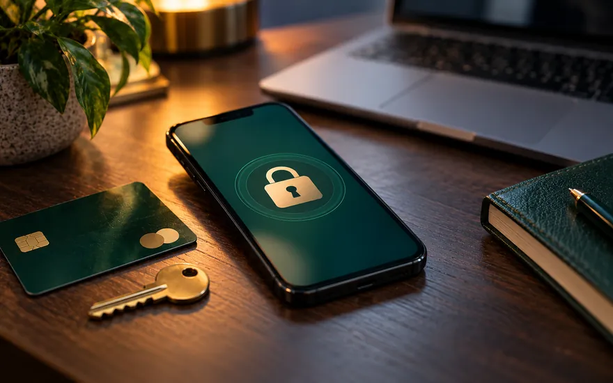 Is PayID safe for casino deposits: a phone showing a padlock beside a bank card and key