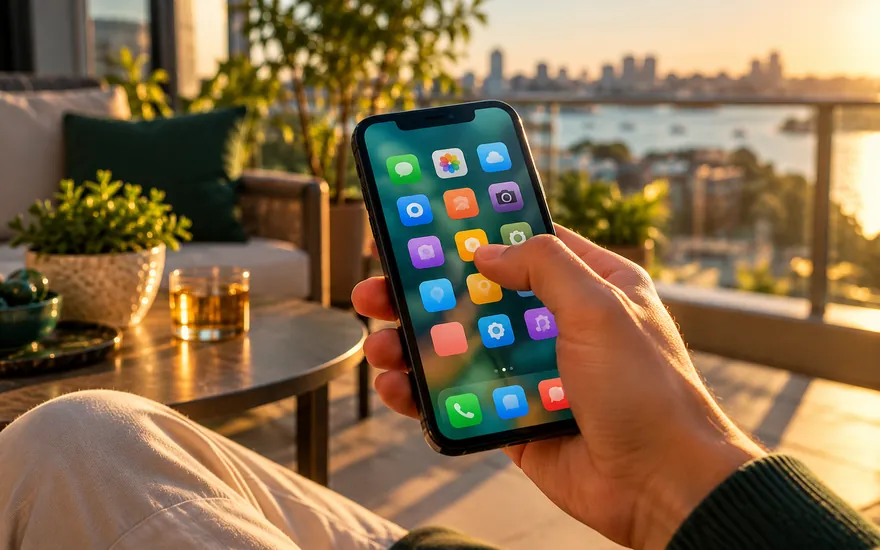 Real money pokies app Australia: a phone home screen with the site saved as an icon
