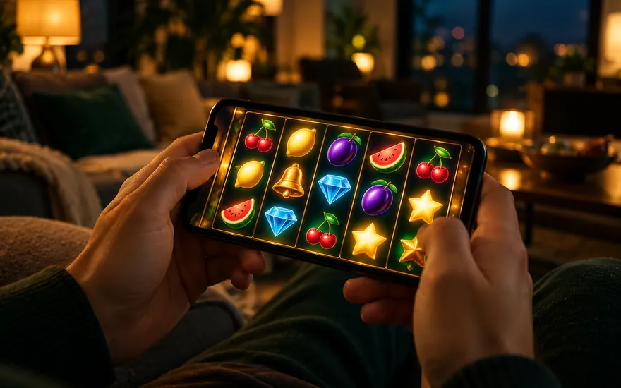 Best pokies app Australia running a game on a phone held in two hands